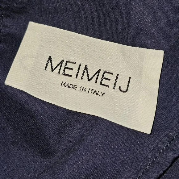 Meimeij Women's Navy 3/4-Sleeve Ruffle Bell Sleeve Shift Dress TG 40 US 4‎ - Picture 4 of 5